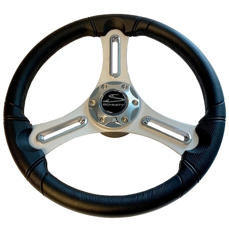 Schmitt Marine Torcello 14in Wheel - 03 Series - Polyurethane Wheel w/Chrome Trim Cap - Brushed PU033104-12R